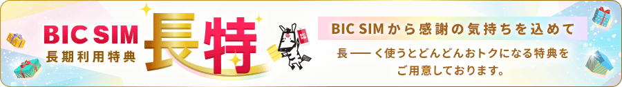 BIC SIM長得　長期利用特典