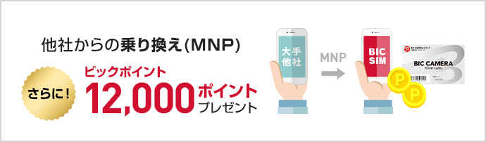 MNPを使った音声通話SIMのご契約でビックポイント12,000ポイントプレゼント