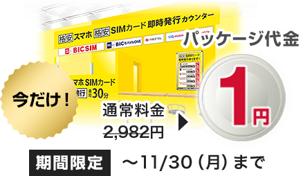 特典1:通常2,982円のパッケージ代金が1円