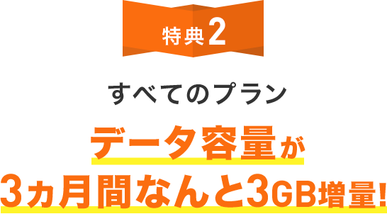 特典2 すべてのプラン データ容量が6ヵ月間なんと2倍!