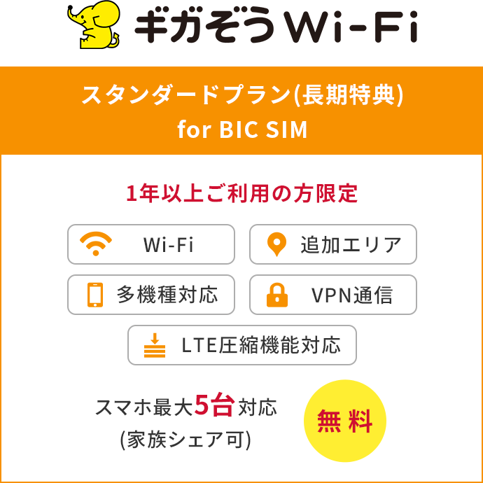 ギガぞう Wi-Fi　スタンダードプラン(長期特典) for BIC SIM