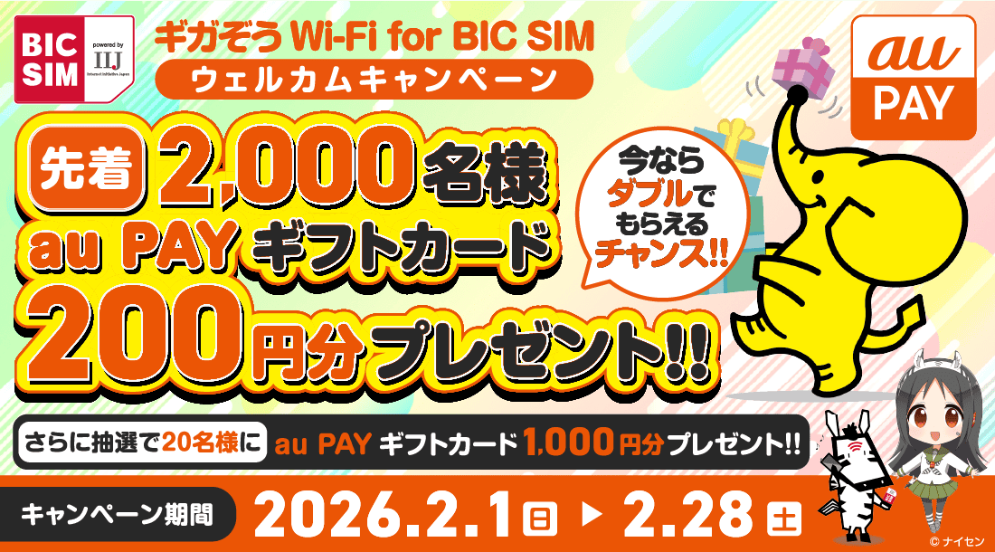 ギガぞうWi-Fi for BIC SIMウェルカムキャンペーン