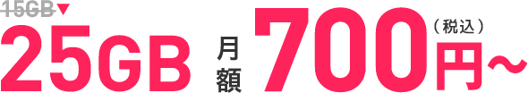 25GB 月額700円〜 (税込)
