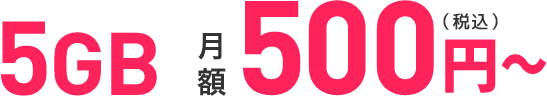 5GB 月額500円〜 (税込)