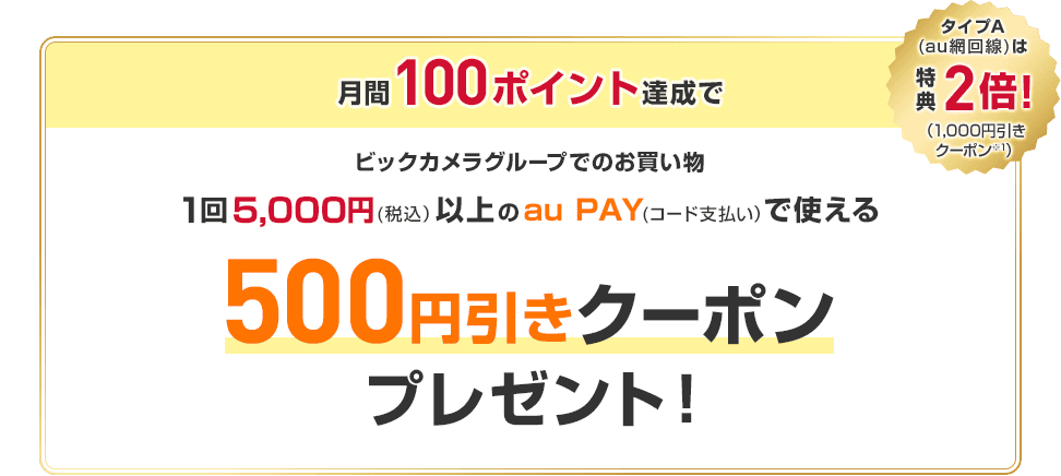月間100ポイント達成で500円引きクーポンプレゼント！