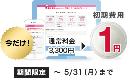 特典1:通常3,000円の初期費用が1円