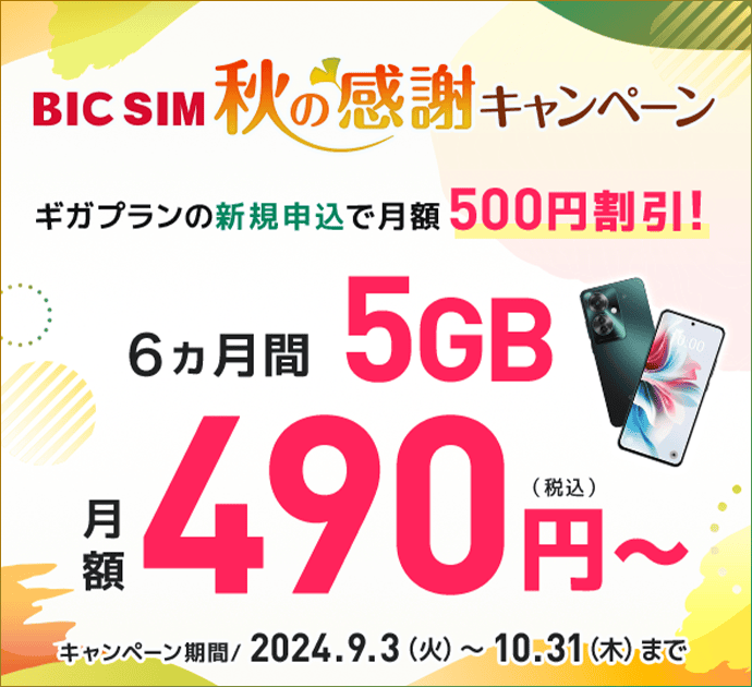 BIC SIM 秋の感謝キャンペーン