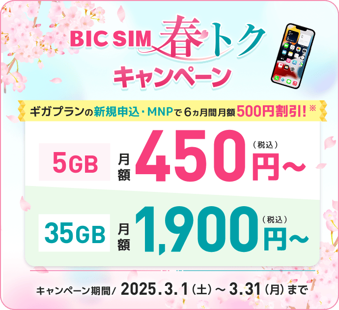 BIC SIM 春トクキャンペーン