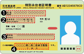 特別永住者証明書 表
