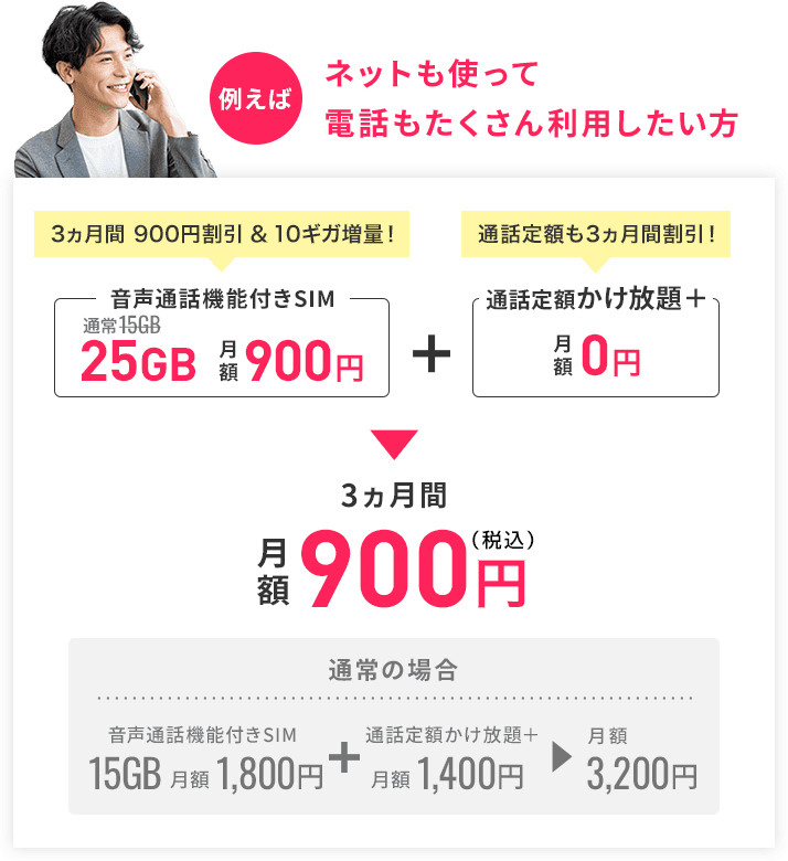 ネットも使って電話もたくさん利用したい方