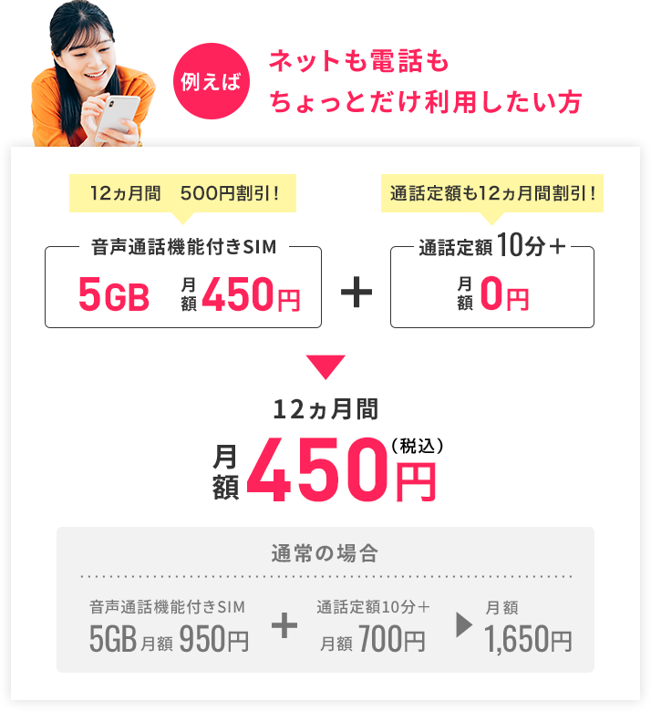 ネットも使って電話もたくさん利用したい方