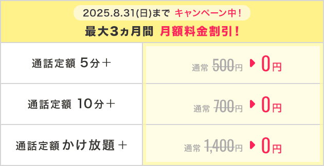 選べる通話オプションも充実！