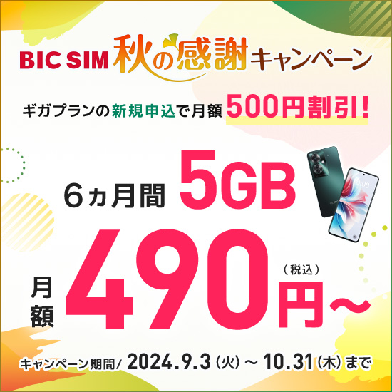 BIC SIM 秋の感謝キャンペーン