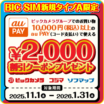 BIC SIMタイプA 新規加入者様キャンペーン
