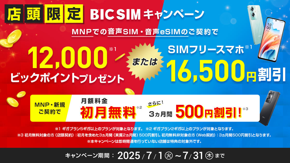 BIC SIM店頭限定キャンペーンバナー