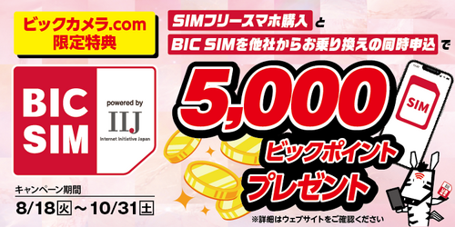 【最大5,000pt還元】「BIC SIMスマホセットキャンペーン」を解説！適用条件や申込手順・FAQまとめ
