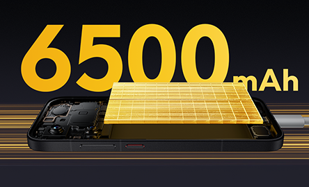 スリムボティに6500mAhの大容量バッテリーを内蔵。 最大100Wの急速充電対応で速やかに充電。