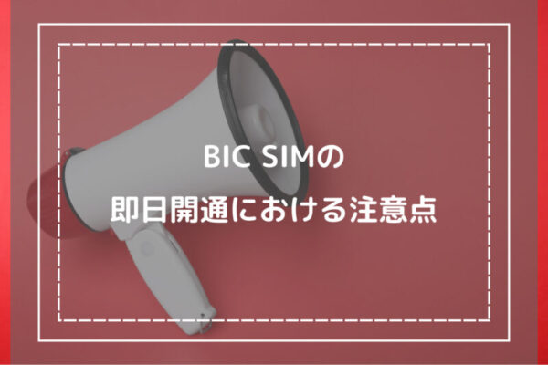 BIC SIMの即日開通における注意点