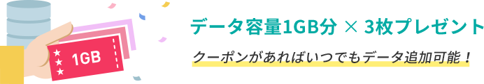 データ容量1GB分×3枚プレゼント